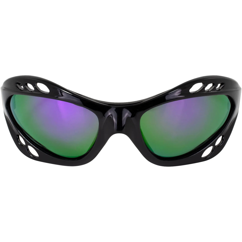 3 Pairs Padded Polarized Sunglasses with Strap Black Frame Blue Purple Green Mirror Lenses Z306462