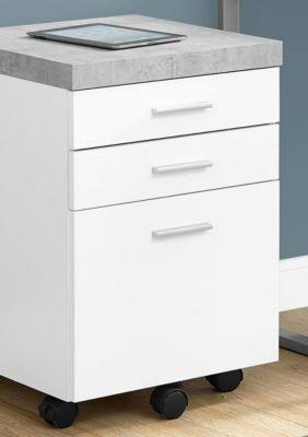 3 Drawer File Cabinet on Castor in White and Gray Cement Q232198
