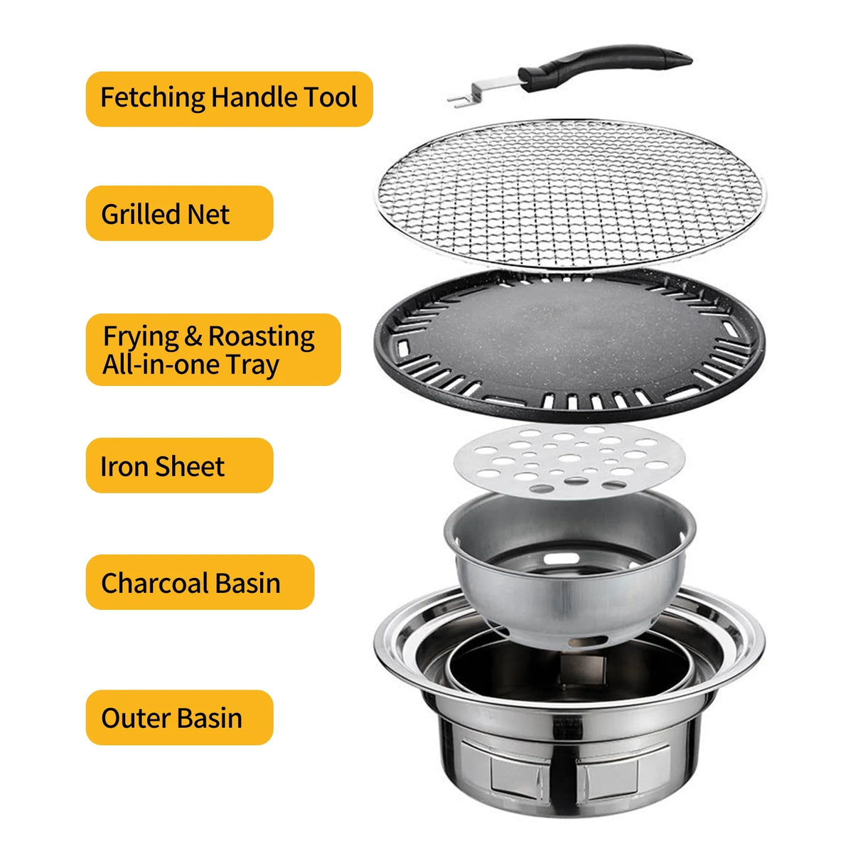 Korean BBQ Tabletop Charcoal Grill 13 Inch D16731