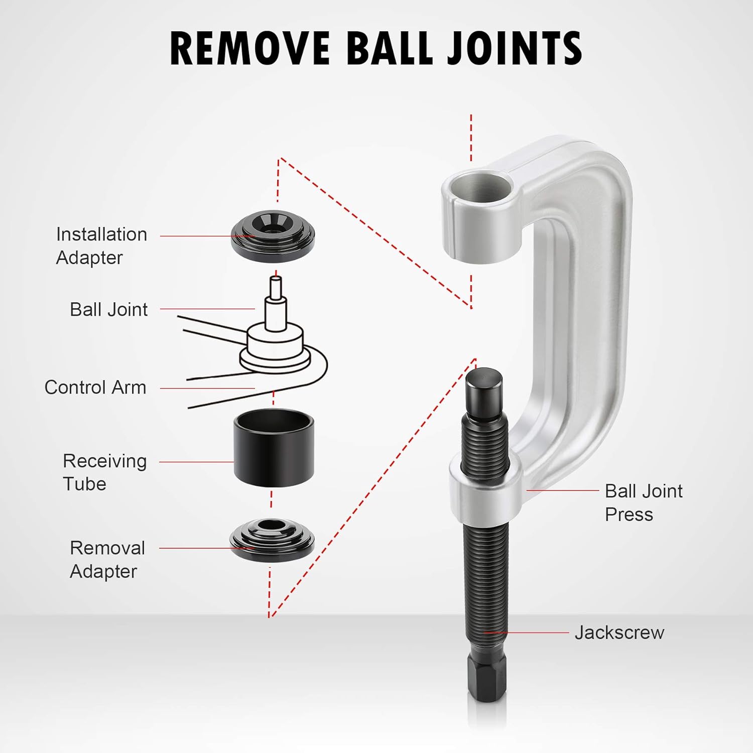 Ball Joint Press & U Joint Removal Tool Kit with 4wd Adapters A14481