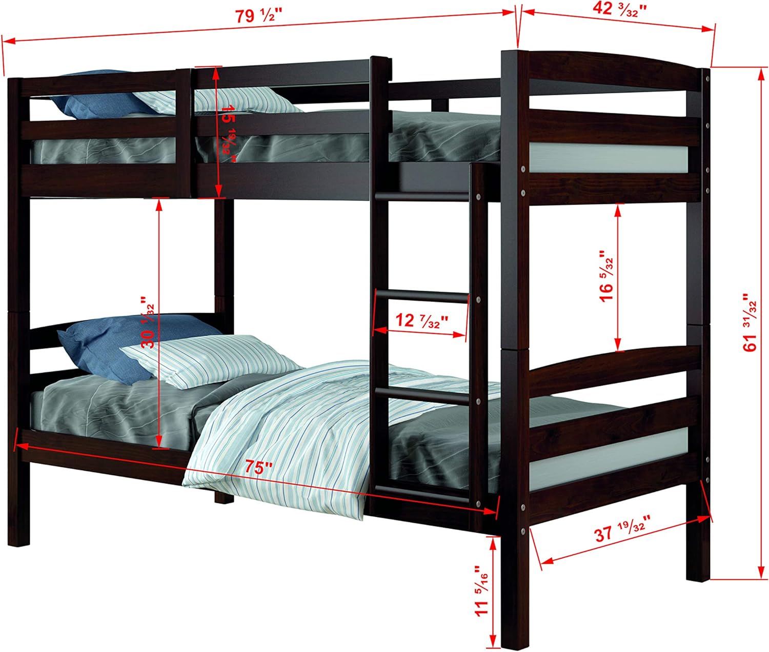 Dark Cappuccino Twin/Twin Arch Bunk Bed N354583