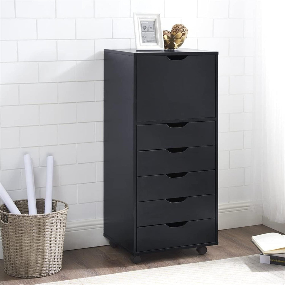 6-Drawer Black Office Storage Cabinet E674723