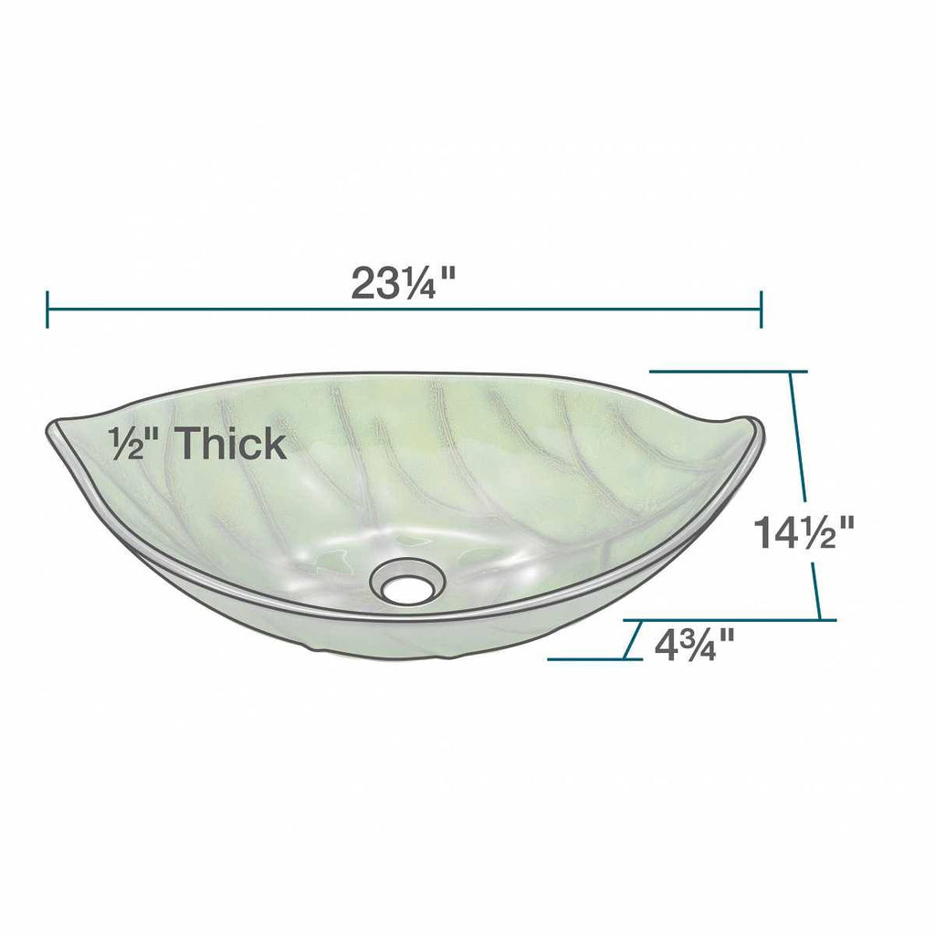 Green Coloured Glass Leaf Vessel Sink X87843