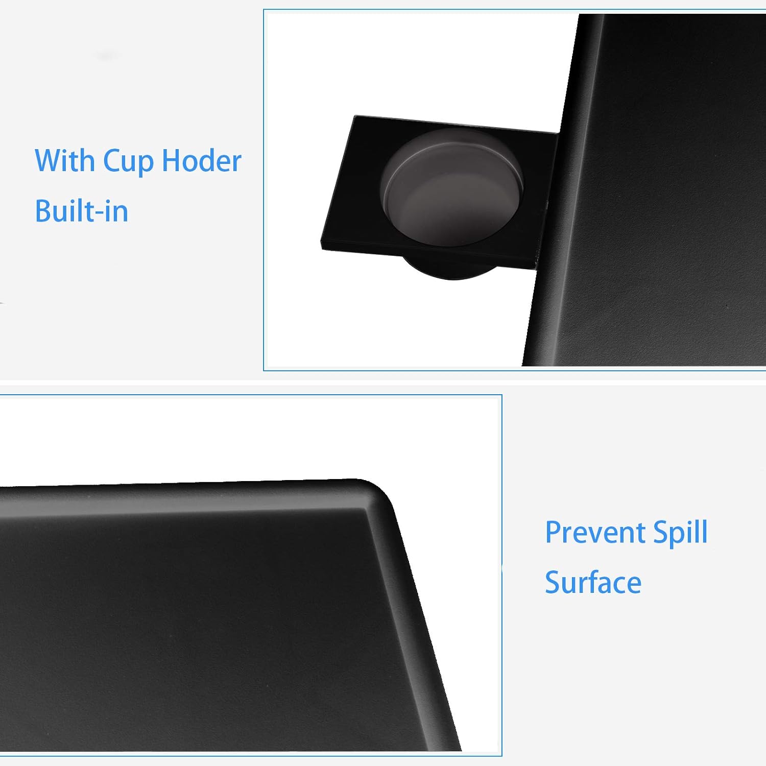 2 Pack Black Adjustable Folding TV Tray Table with Cup Holder Y354913