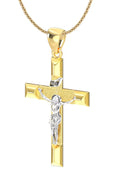 14k Yellow Gold Cross Pendant Necklace, 32mm C925