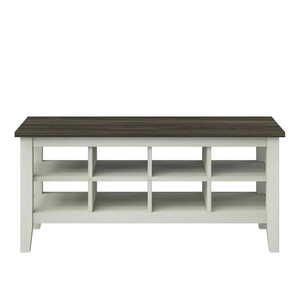 Old Wood White Cubby Storage Bench B703642