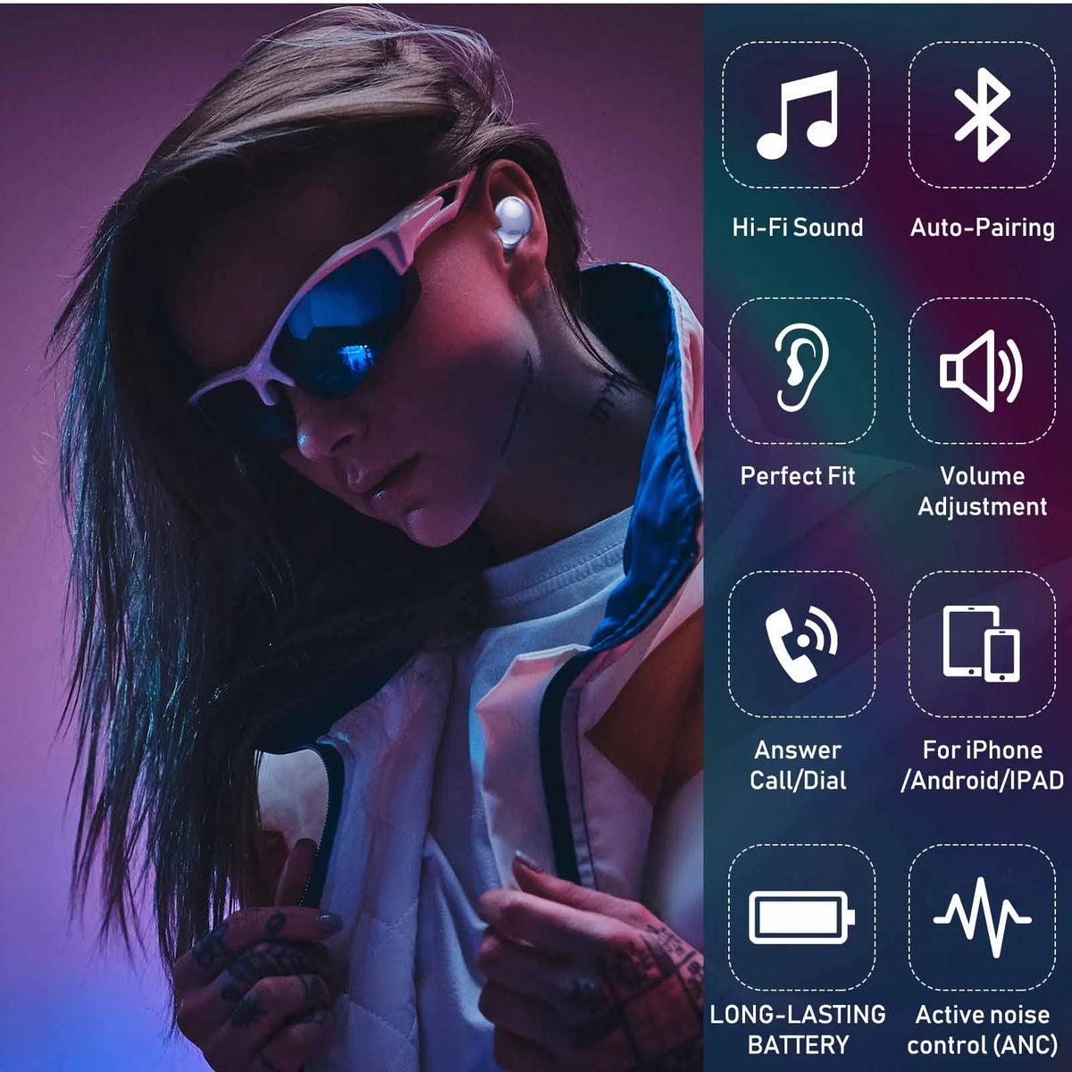 Amethyst Purple True Wireless Bluetooth Earbuds with Charging Case R130