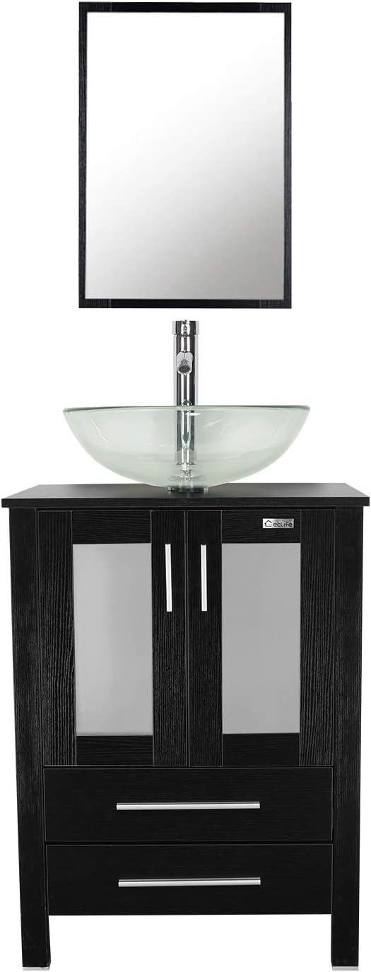 24'' White Bathroom Vanity and Sink Combo with Solid Brass Faucet K595