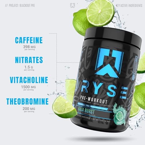 25 Servings Pre Workout with Caffeine (Baja Burst) W692011