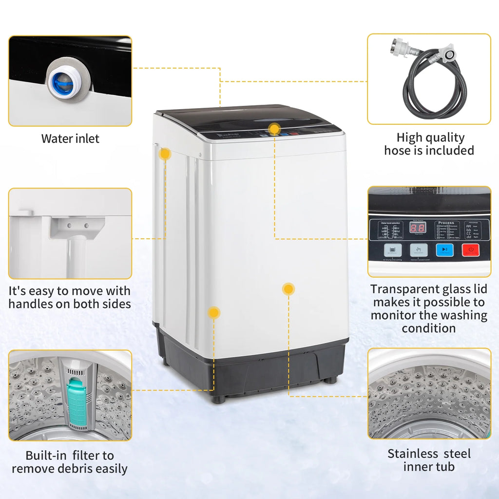 17.6 Lbs Capacity Top Load Portable Washing Machine with LED Display Q164