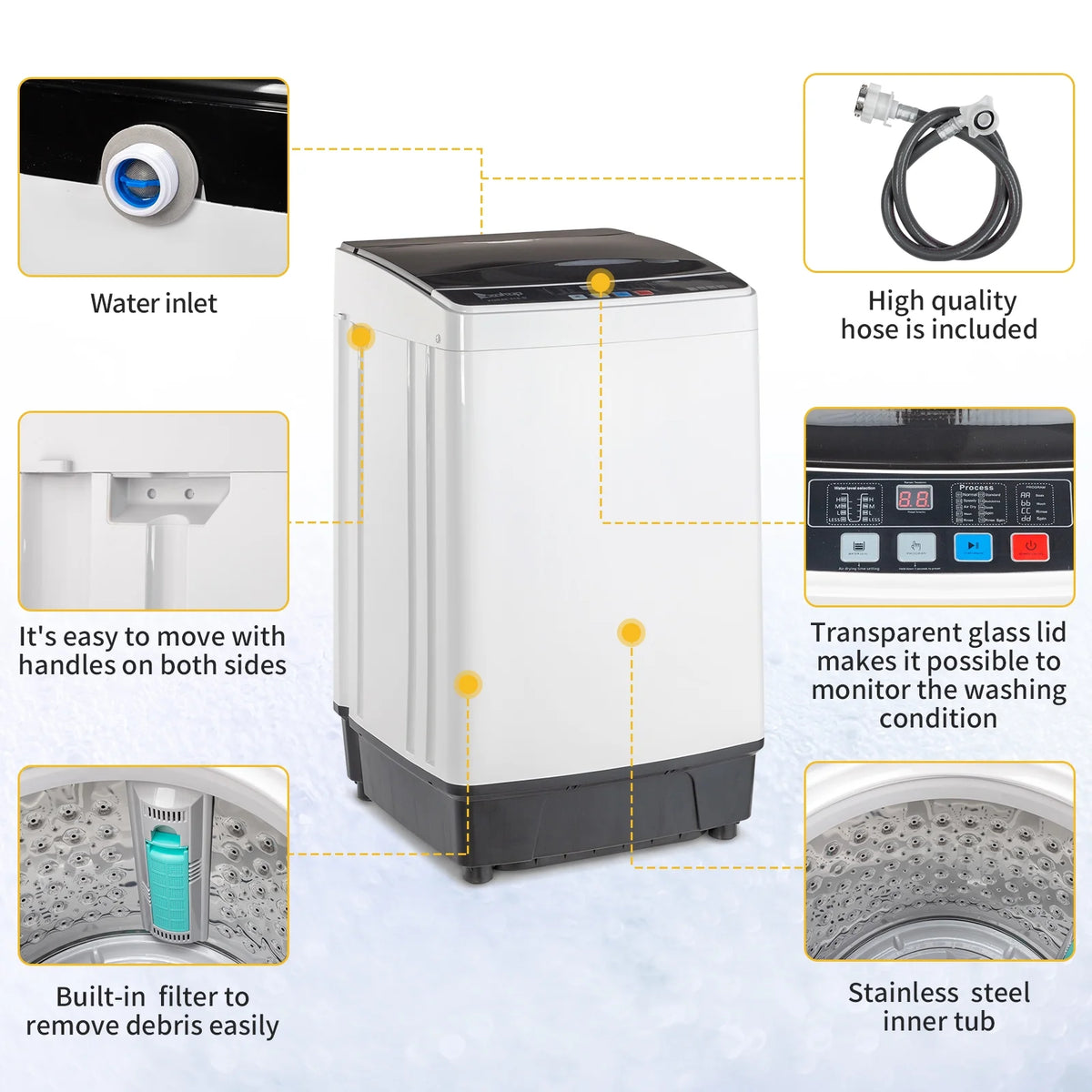 17.6 Lbs Capacity Top Load Portable Washing Machine with LED Display Q164