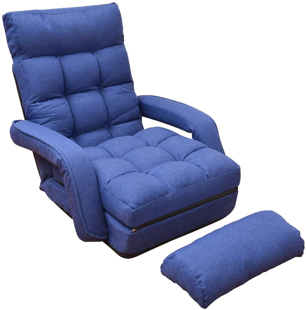 Blue Folding Gaming Sofa Recliner Chair with Pillow A1956