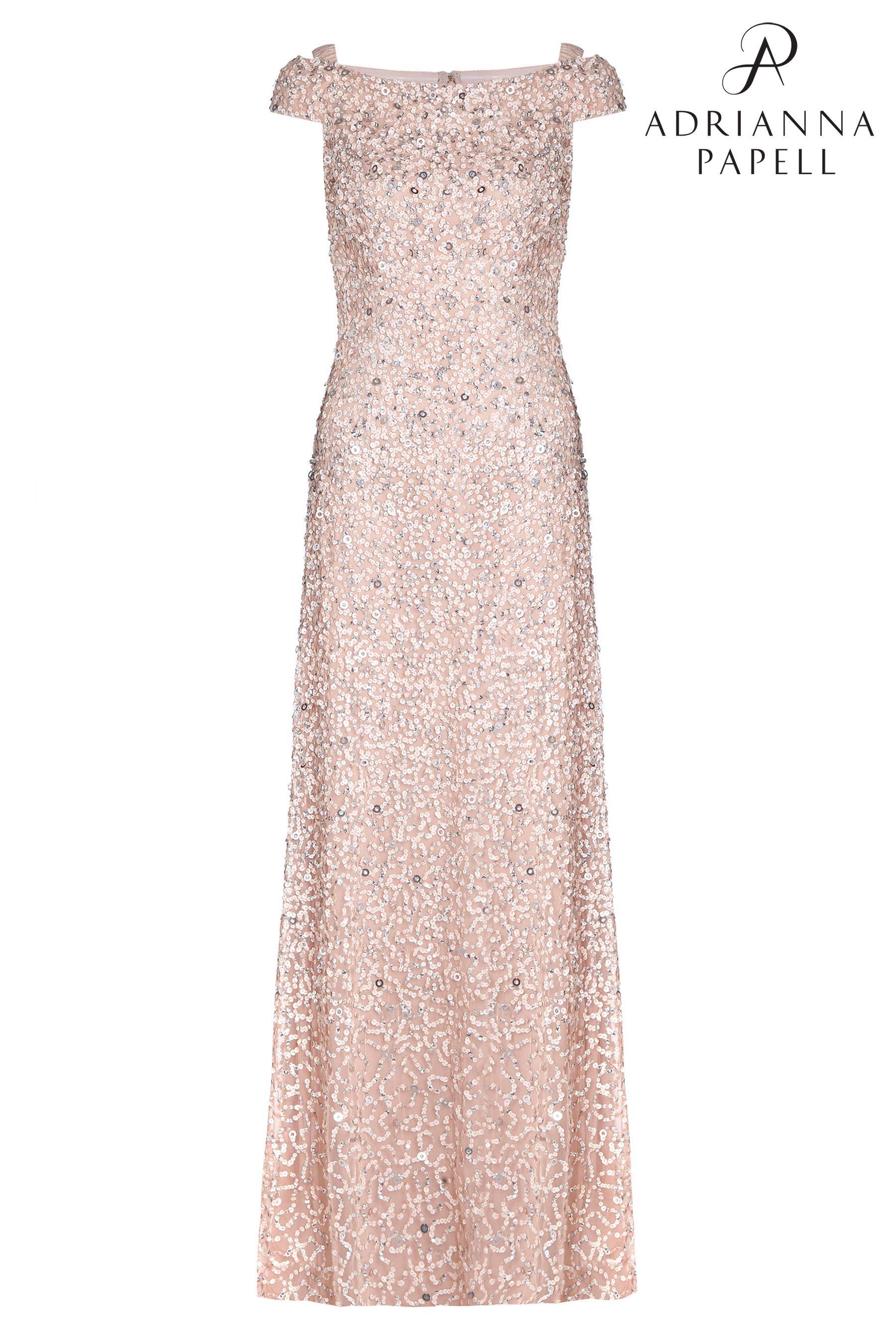 Beaded Off-The-Shoulder Gown Blush 12 J46938