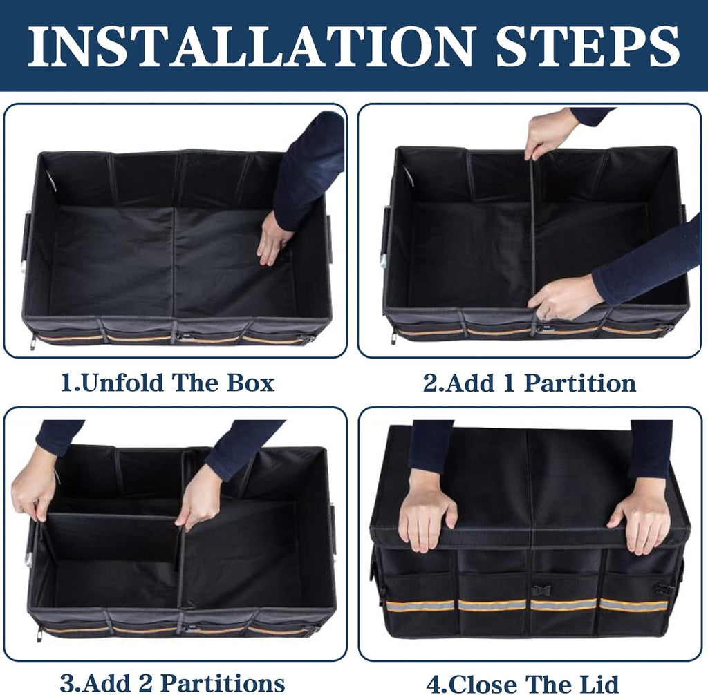 Black Pack of 2 Multi-Compartment Car Trunk Organizer Z729