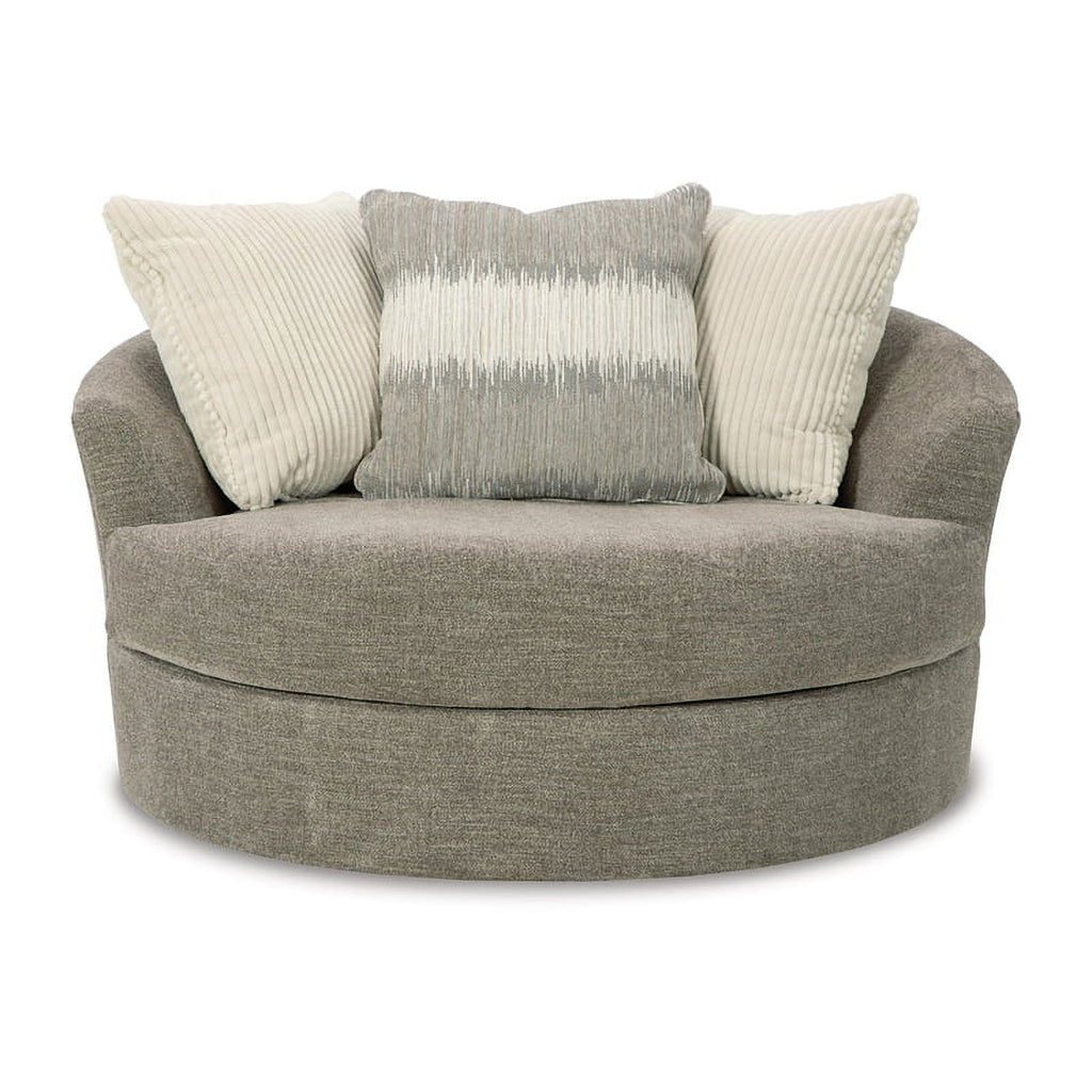 Oversized Swivel Fabric Accent Chair in Stone Gray X66361
