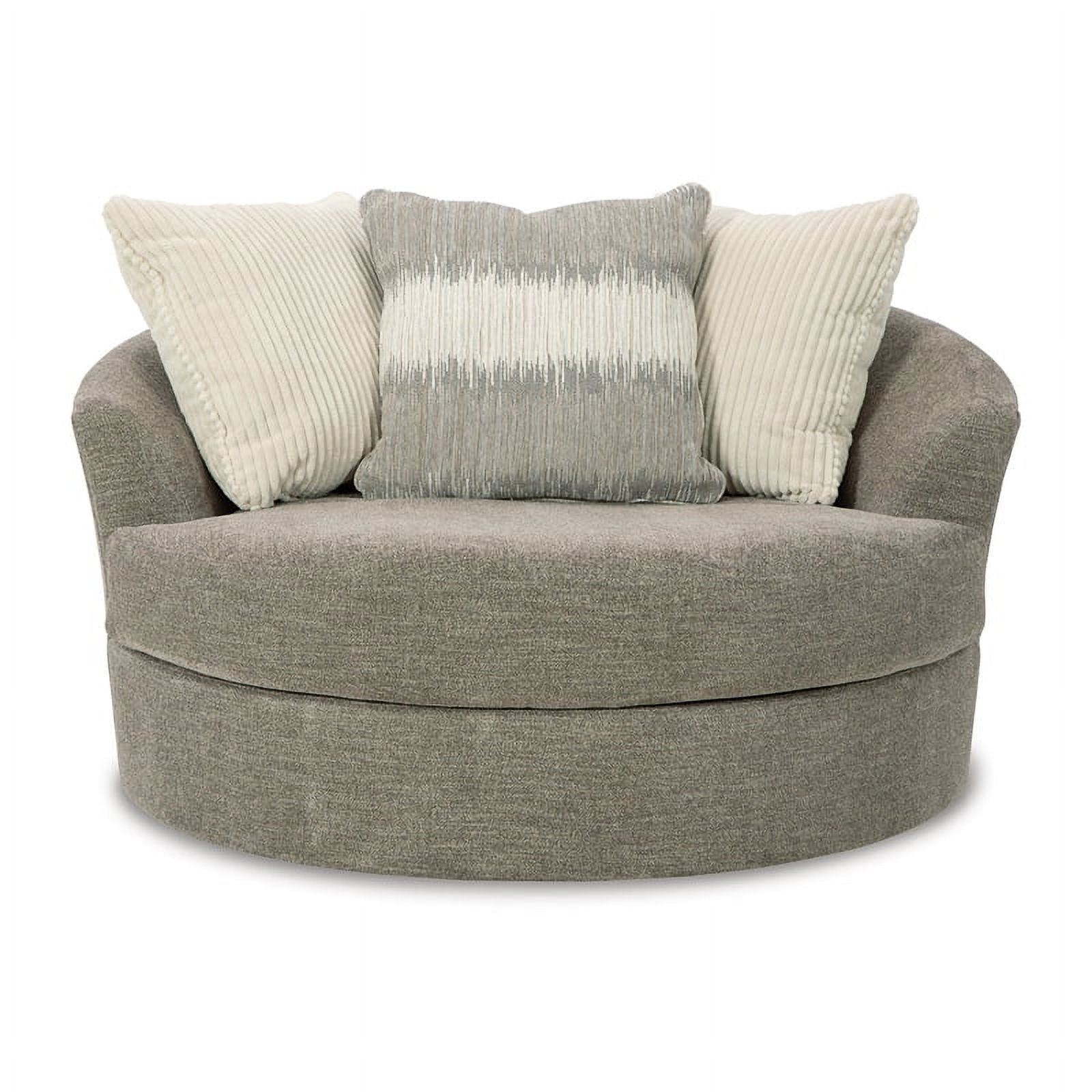 Oversized Swivel Fabric Accent Chair in Stone Gray X66361