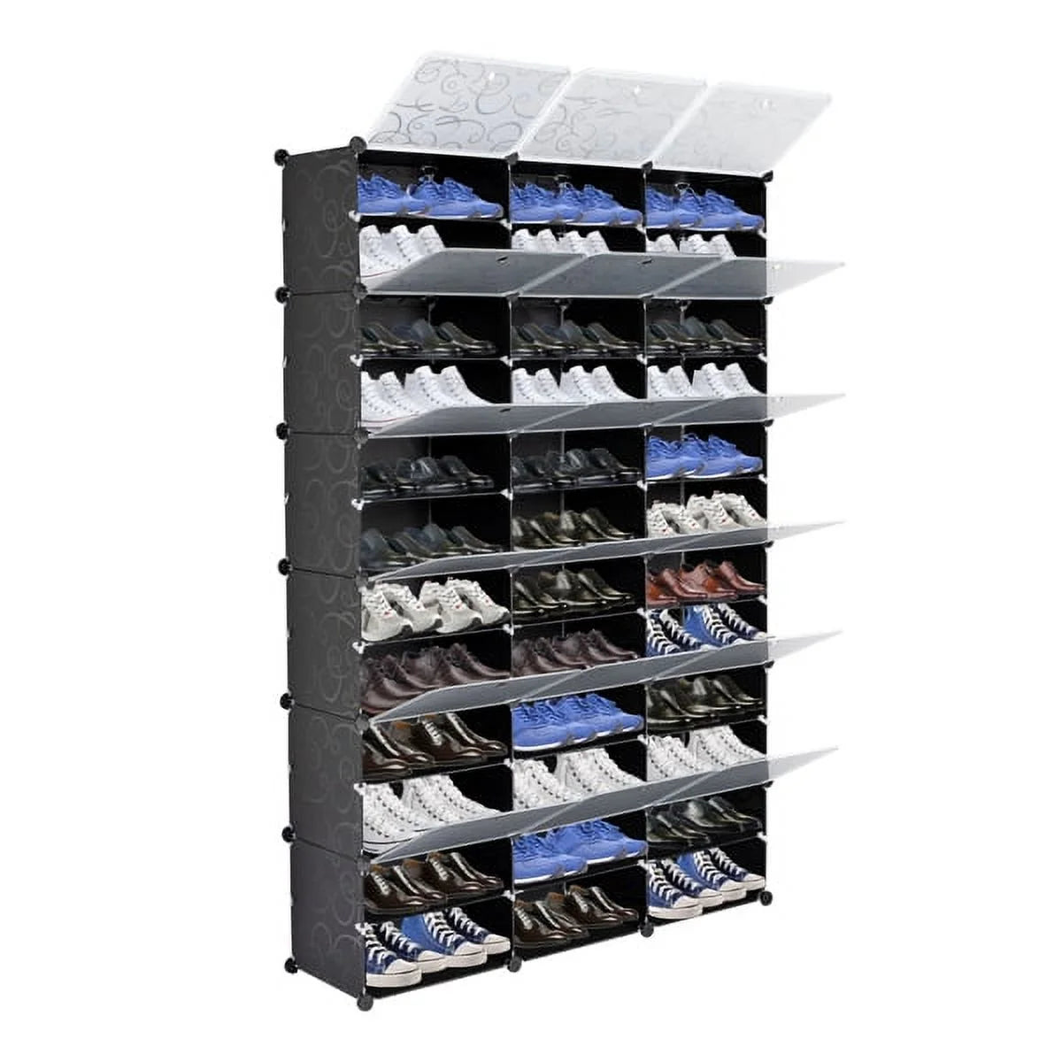 Black 12-Tier Expandable Shoe Rack Tower Storage Cabinet A86038
