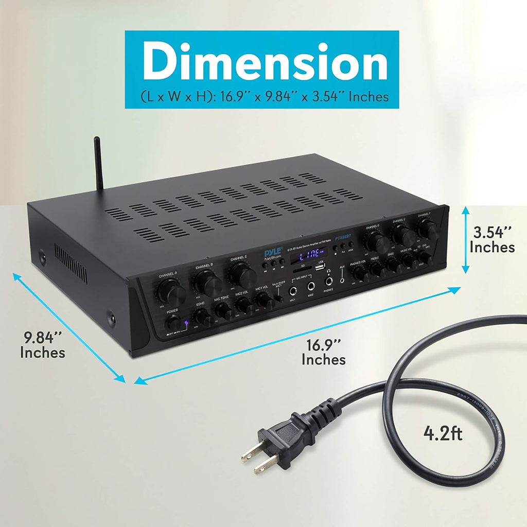6 Channel 600 Watt Bluetooth Stereo Receiver Amplifier with Digital LCD X9270