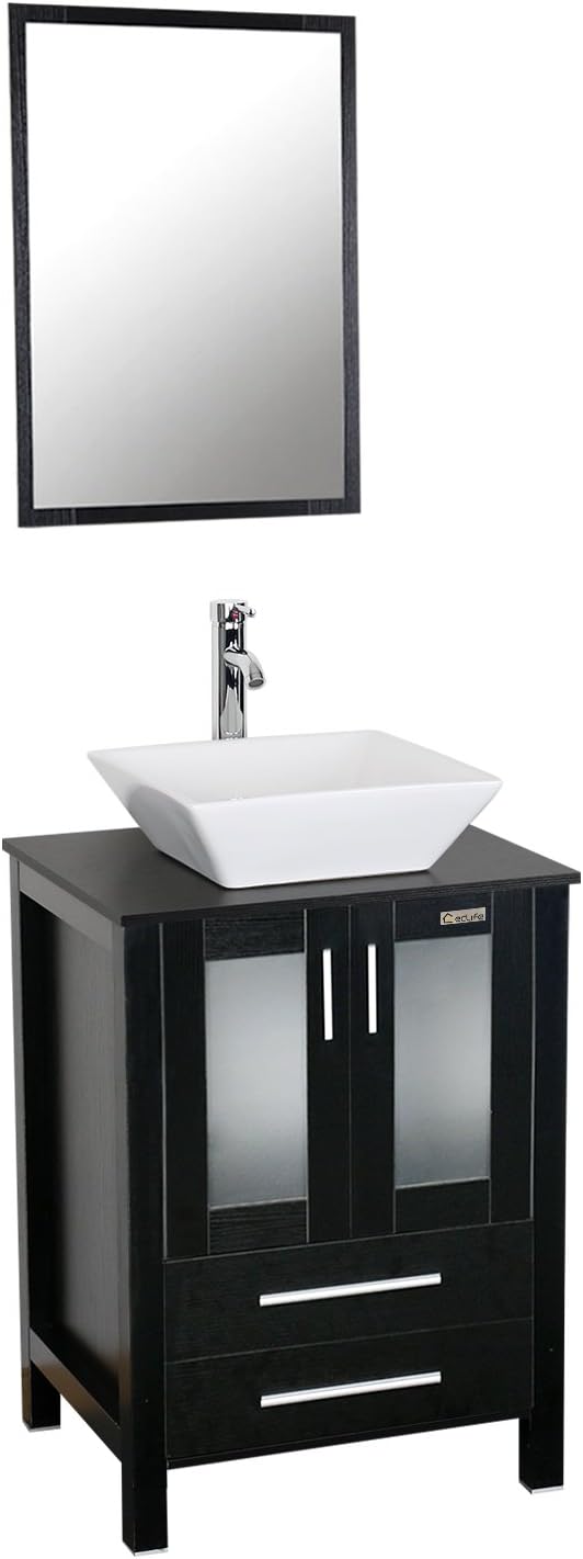 24'' White Bathroom Vanity and Sink Combo with Solid Brass Faucet K595
