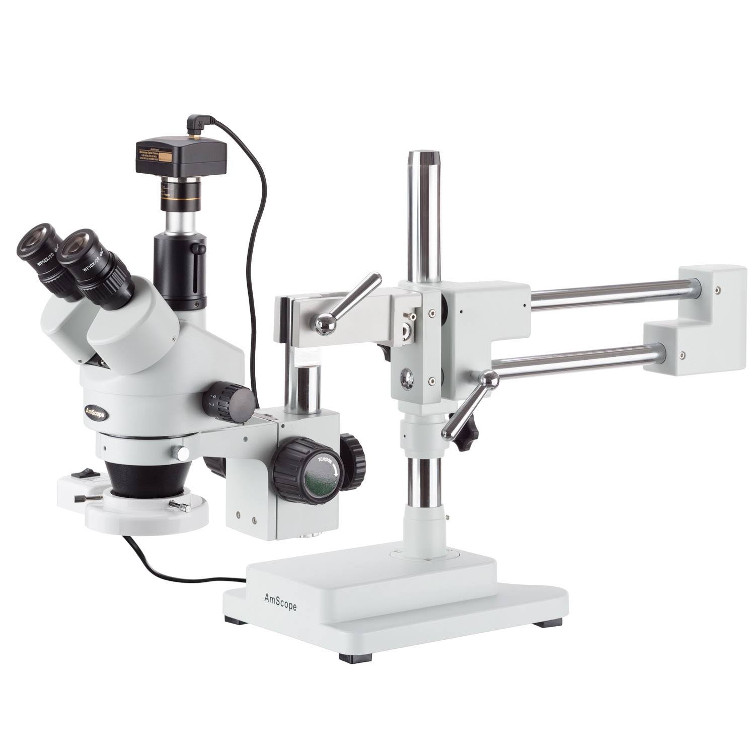 7X-45X Simul-Focal Fluorescent Trinocular Boom Stereo Microscope with 5MP Camera P71535