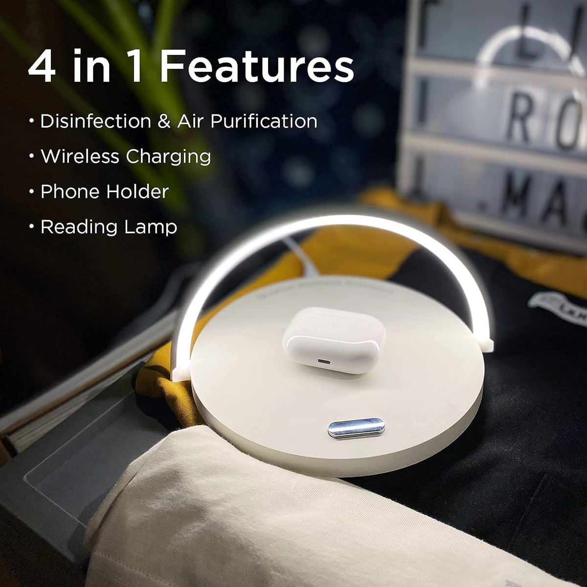 TiO2 Multifunctional Desk Lamp with Wireless Charger, Modern LED Lamp S9434