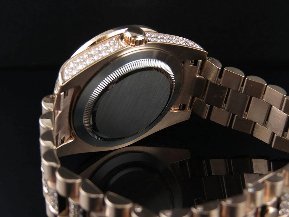 Rose Gold Stainless Steel Simulated Diamond Watch 41MM N384677