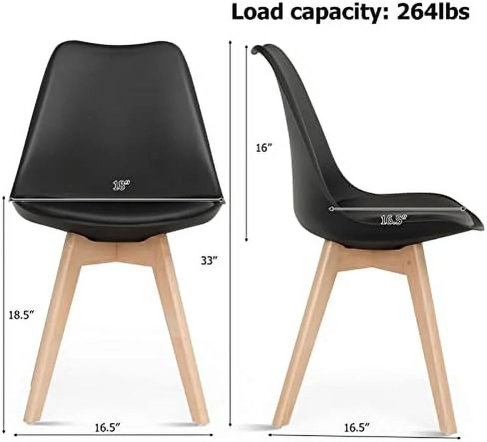 Set of 4 Upholstered Dining Chairs with Padded Seat and Solid Wood Legs P1802