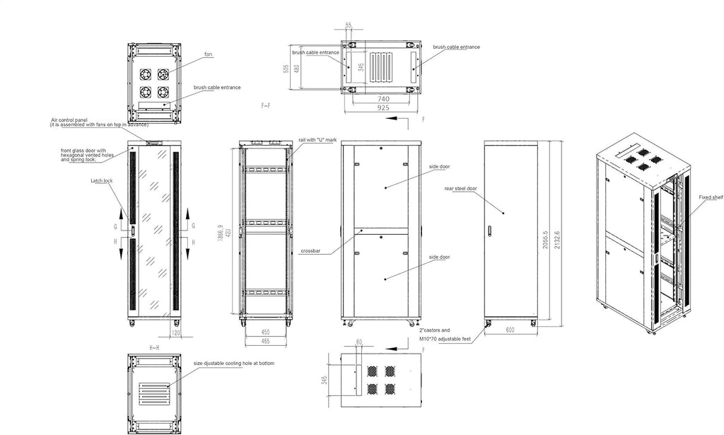 42 U Free Standing Network Rack Server Cabinet K965