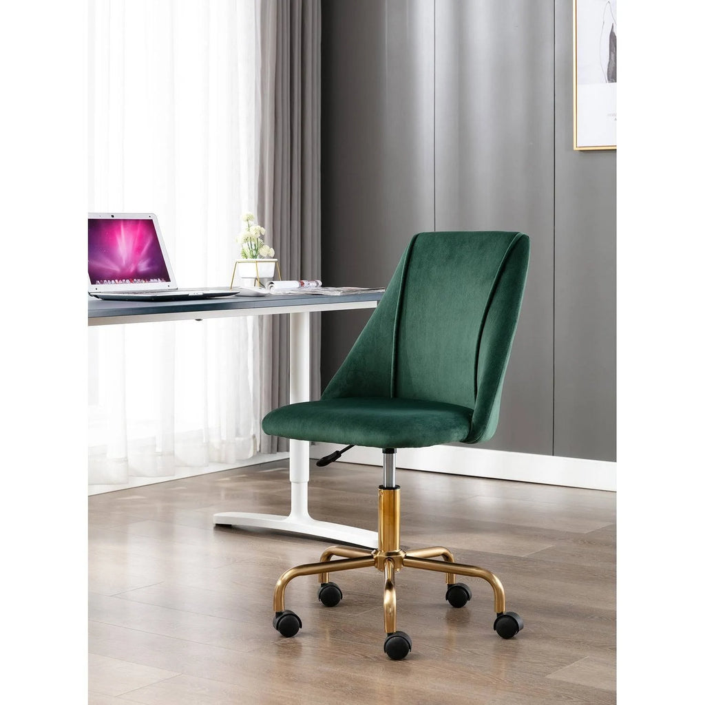 Aqua Velvet Armless Office Chair with Gold Metal Legs Z3768