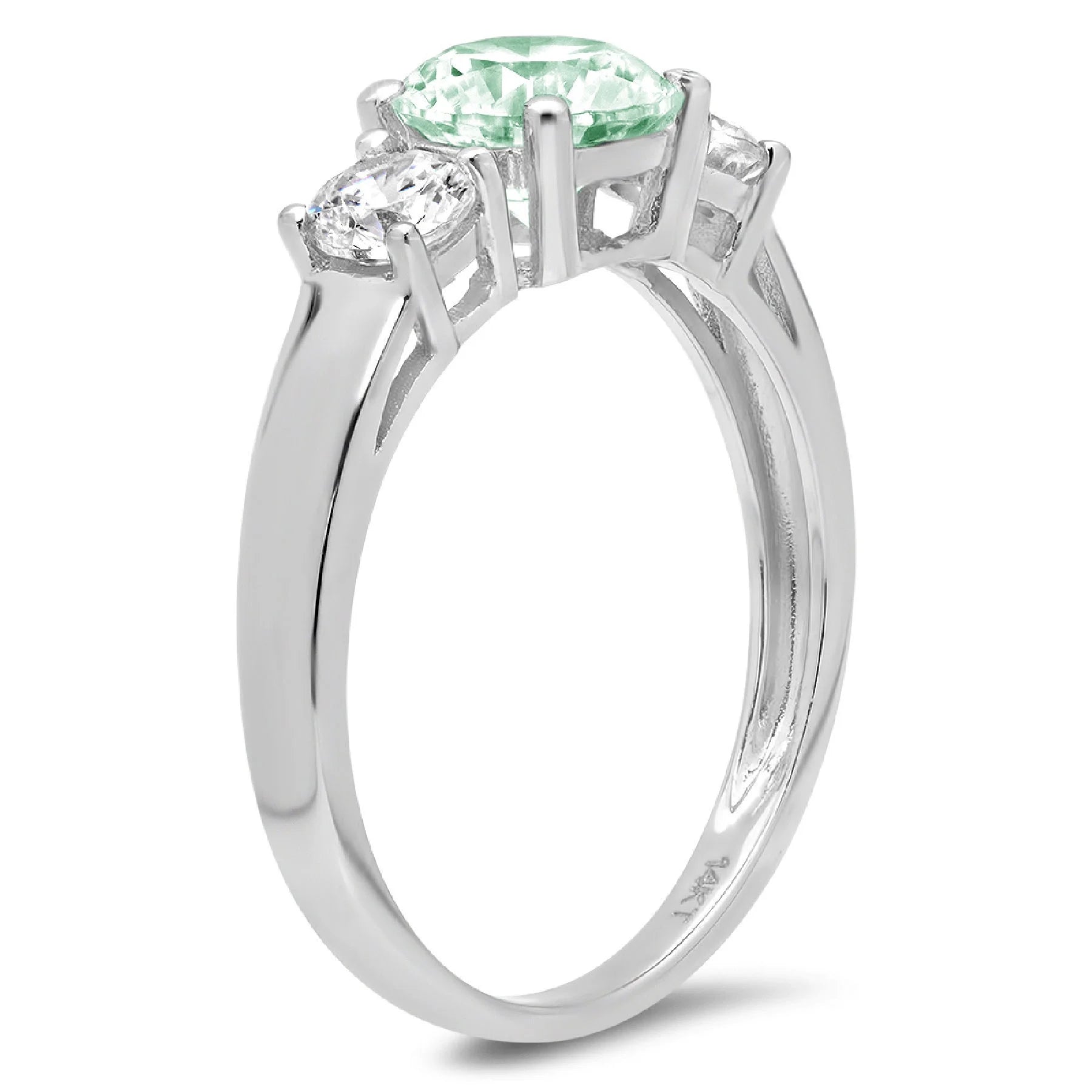 1.5ct Round Cut Blue Moissanite 18k White Gold 3 Stone Ring P790