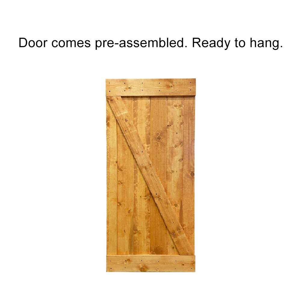 Weather Gray Stained Wood Interior Sliding Barn Door with Hardware Kit X7664