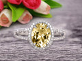 Champagne Diamond Moissanite Oval Shape Engagement Ring On 10k White Gold Z855717