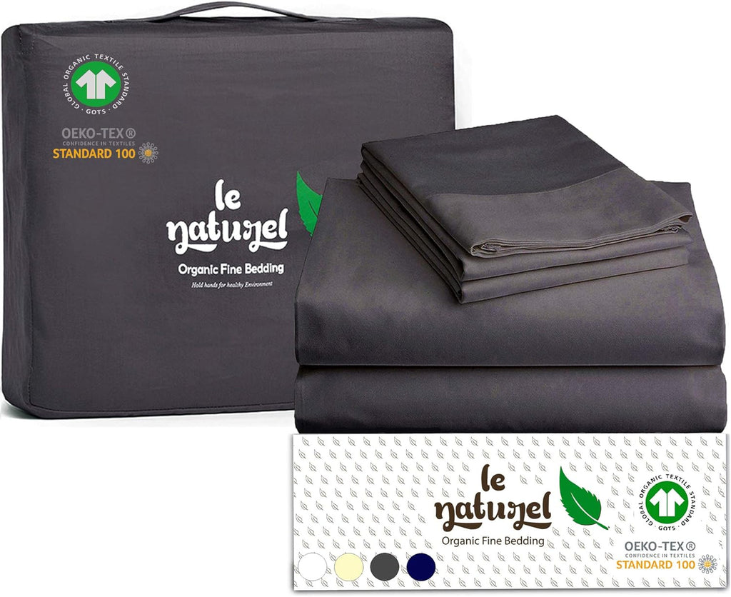 Organic White Cotton Sateen Sheets California King Deep Pocket 300 Thread Count Pack of 2 G692527