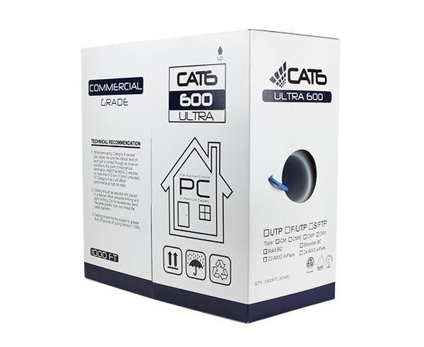 Cat6 UTP Bulk Ethernet Cable, Solid Copper, 23 AWG 1000ft, Gray E157