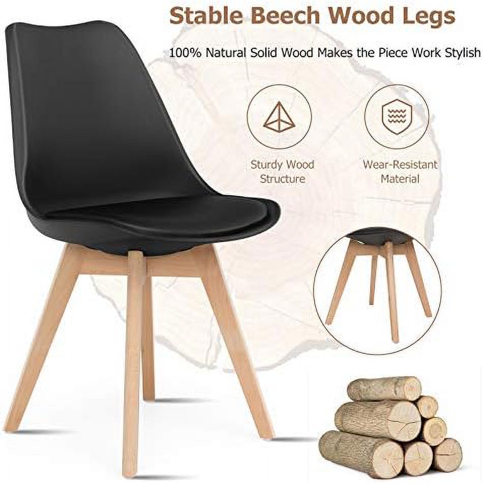 Set of 4 Upholstered Dining Chairs with Padded Seat and Solid Wood Legs P1802