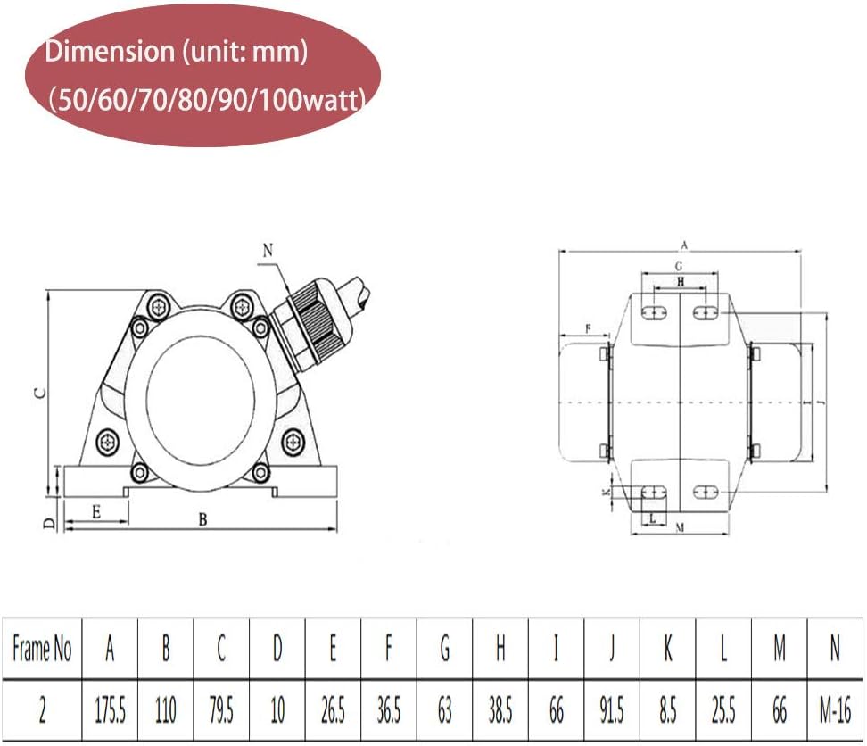 Concrete Vibrator Motor, 100W 3600rpm Aluminum Alloy Vibration Motor Y295