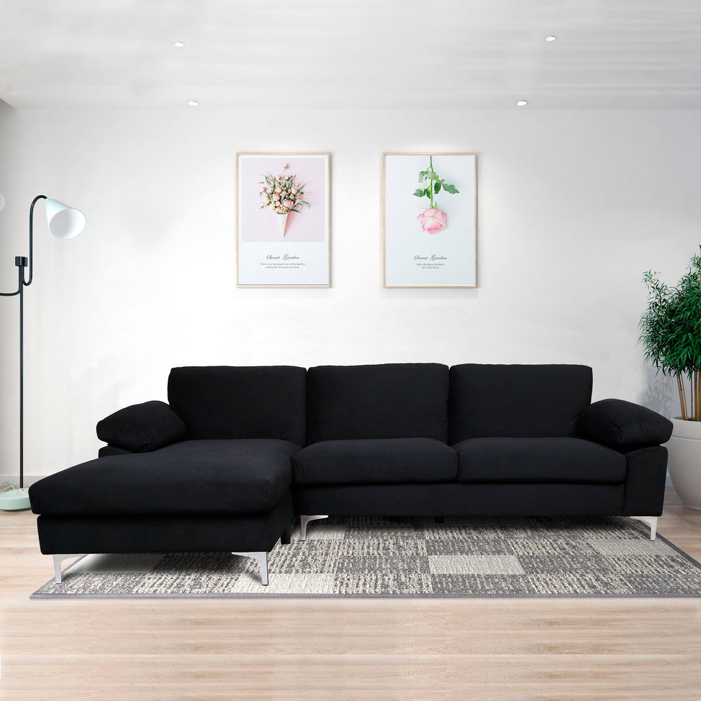 Velvet Modular Sofa Black Purple Reversible G7585