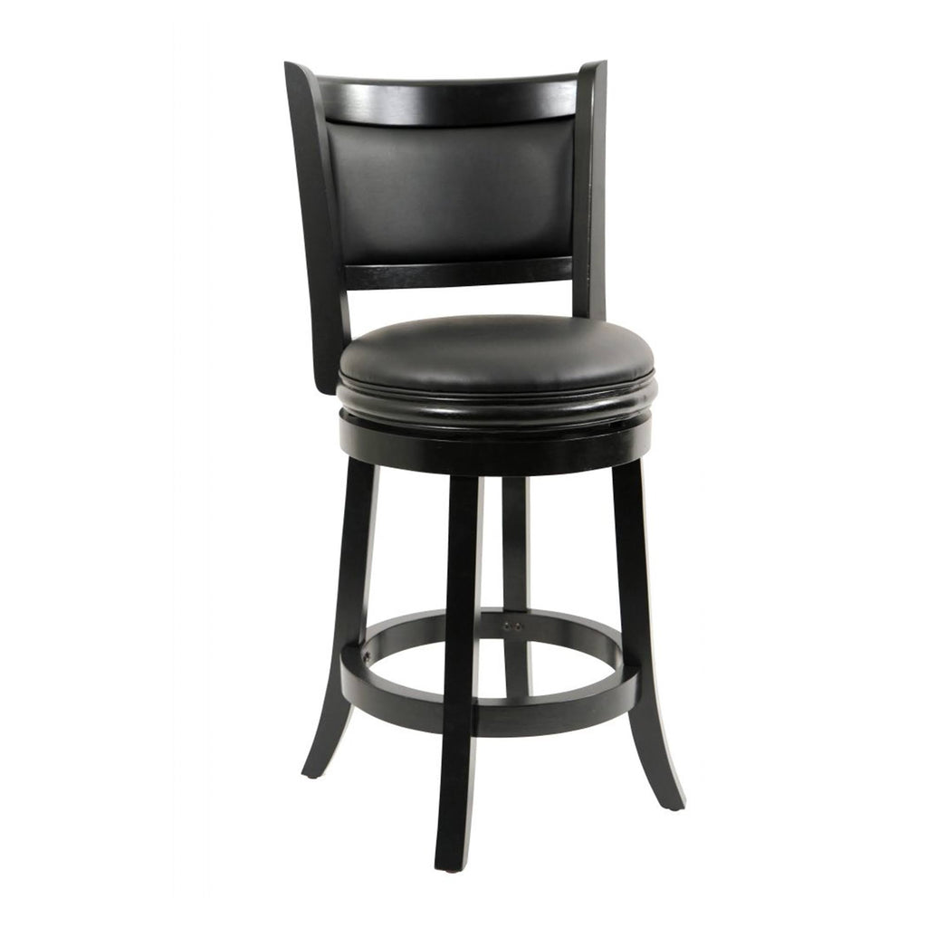 Black Wooden Swivel Counter Stool with Padded Seat and Back J645