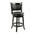 Black Wooden Swivel Counter Stool with Padded Seat and Back J645