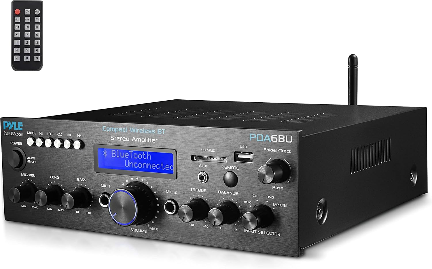 200W Dual Channel Bluetooth Power Amplifier Receiver with USB, SD, AUX, Radio, LCD C844525