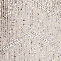 Beige Embellished Fringed Halter Knee Length Cocktail Sheath Dress J96925