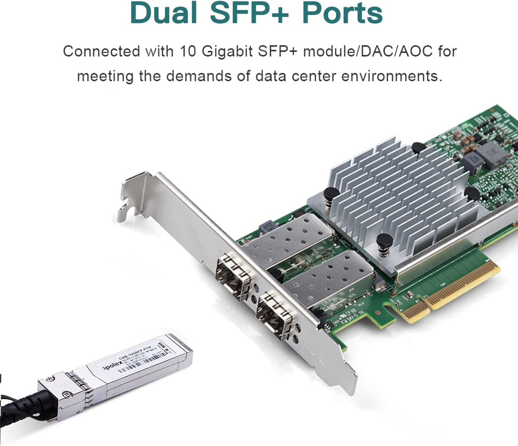 Dual SFP+ Ports PCI-E X 8 Fiber to Ethernet Server Adapter X57562