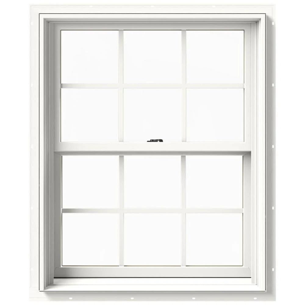 White Painted Clad Wood Double Hung Window with Screen C64608