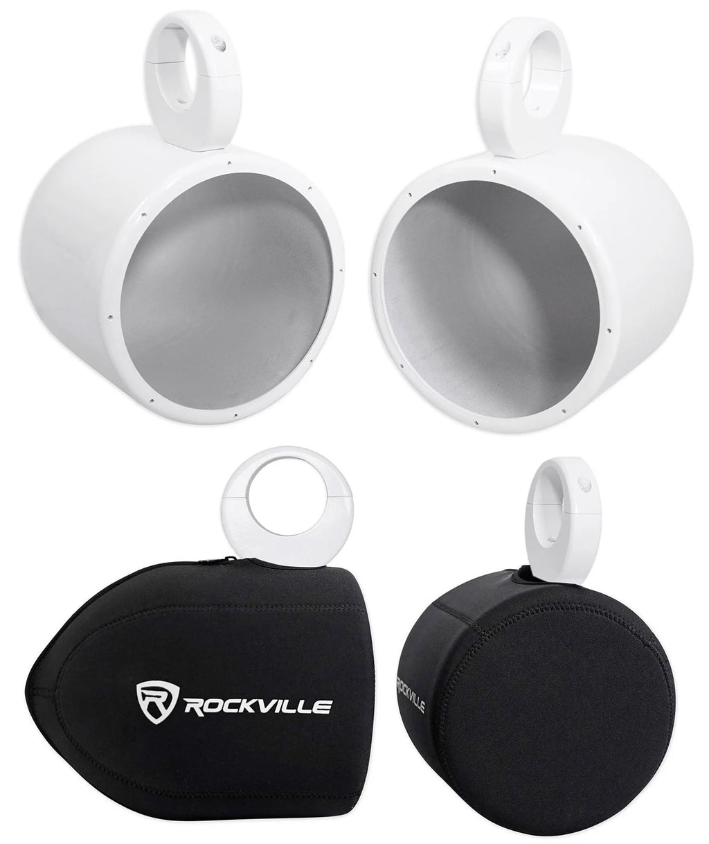 White Aluminum Wakeboard Tower Speaker Pods with Covers X60276