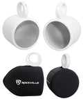 White Aluminum Wakeboard Tower Speaker Pods with Covers X60276