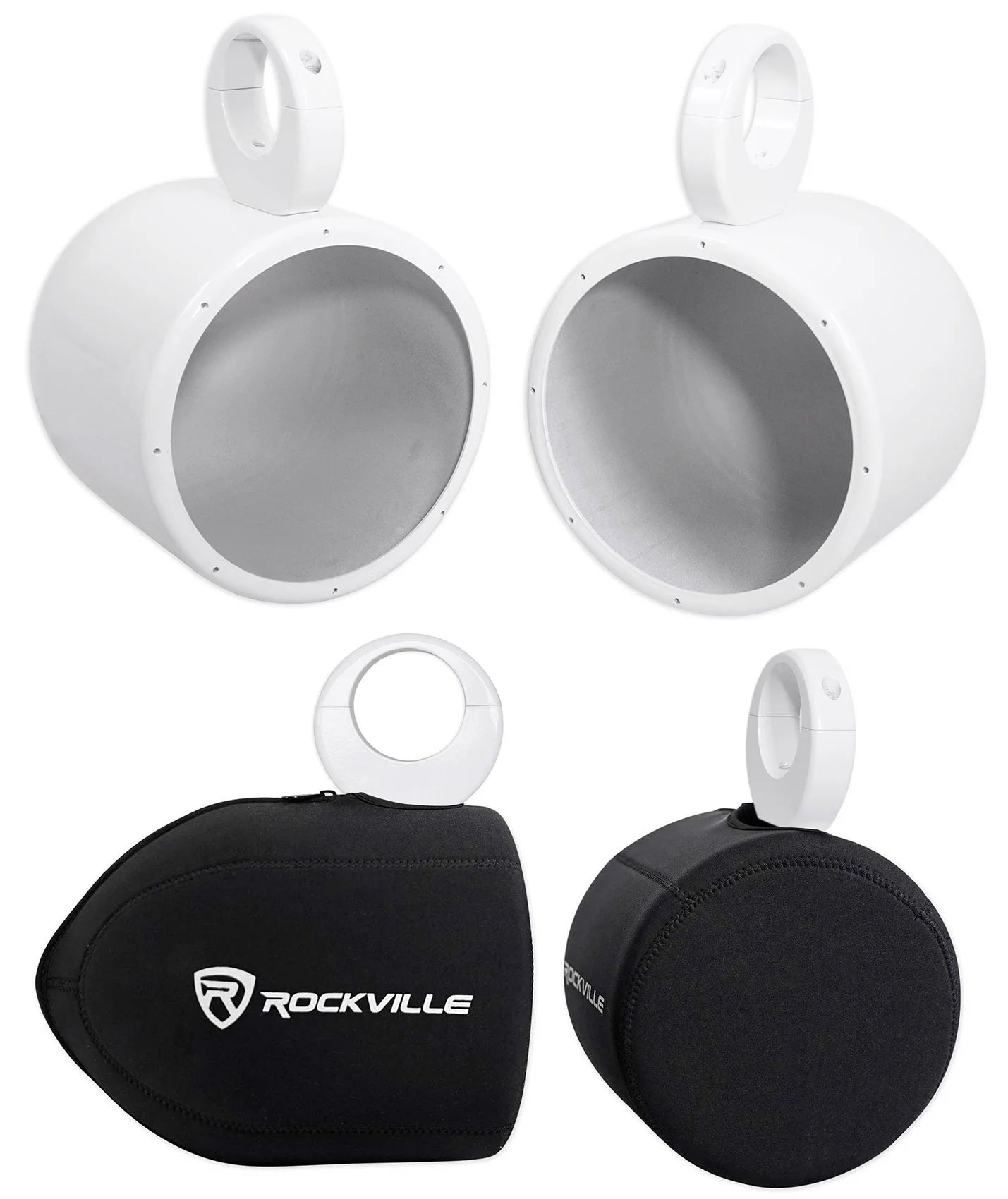 White Aluminum Wakeboard Tower Speaker Pods with Covers X60276