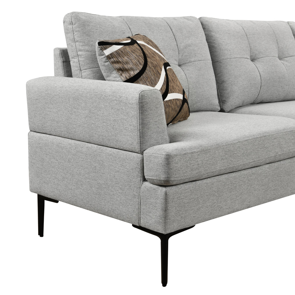 Light Gray L Shaped 3 Seater Sofa with Chaise and Storage D99456