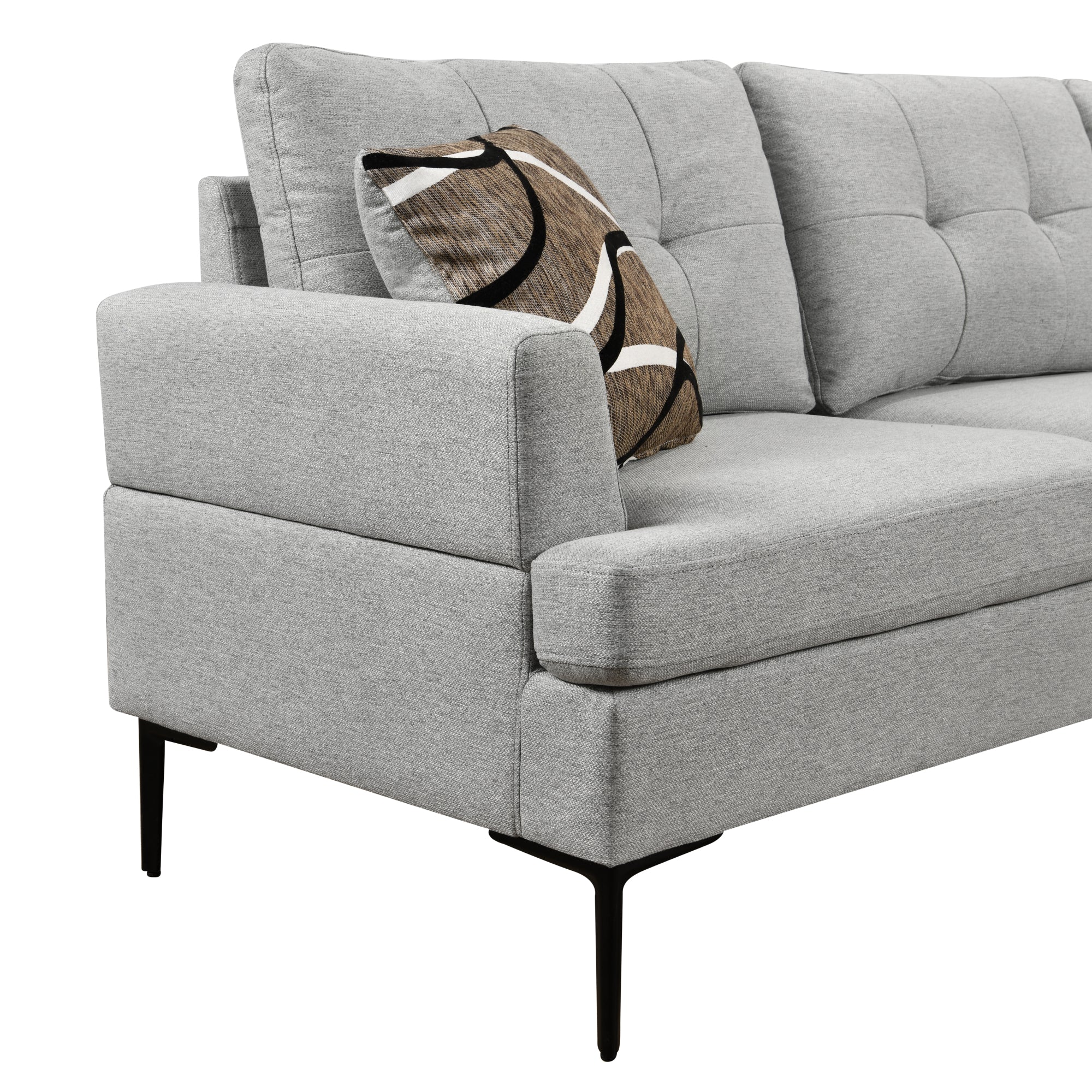 Light Gray L Shaped 3 Seater Sofa with Chaise and Storage D99456