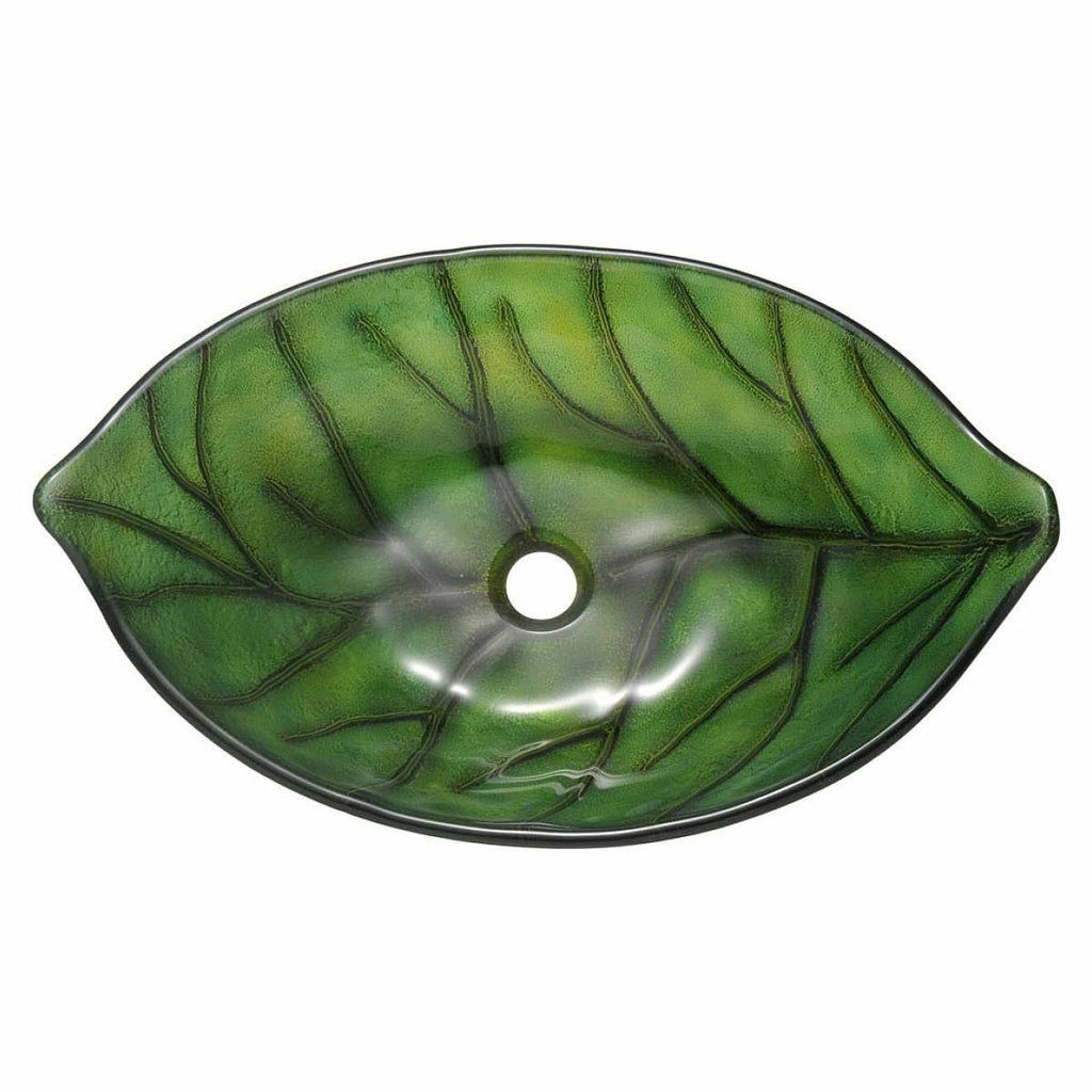 Green Coloured Glass Leaf Vessel Sink X87843
