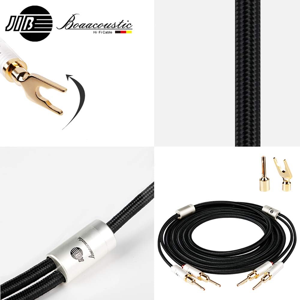 A Pair 4N OFC HiFi Speaker Cable, Gold Plated Connector 10ft/3M, 2 Cable Z148893